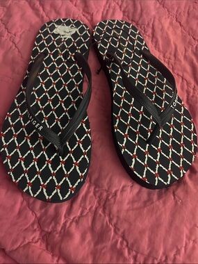 Tommy Hilfiger Blue, White & Red Patterned Women's Flip Flops size 9 New
